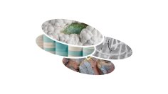 Onlinebanner Ausstellung zum Internationalen Keramikpreis Siegburg Das Bild zeigt vier verschiedene Texturen von Keramik.