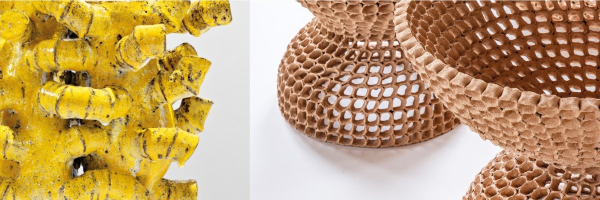 Zwei Details von Werken der beiden dänischen Keramikkünstler Stine Jespersen & Martin Bodilsen Kaldahl.