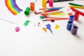 Colorful finger paints set on white color background