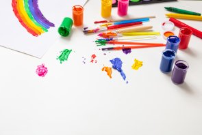 Colorful finger paints set on white color background Colorful finger paints set on white color background