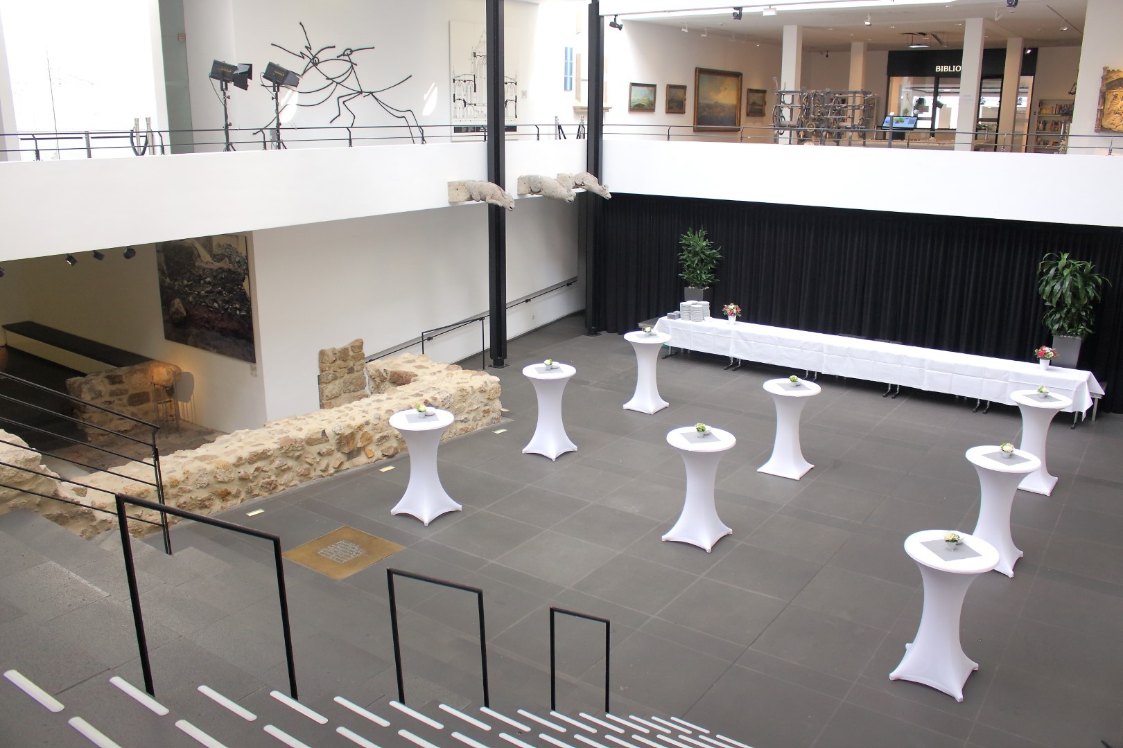 Das Forum mit Stehtischen, Blick von oben.